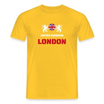 London United Kingdom Union Jack Lion Design - Men's T-Shirt - yellow - Front - AI Model Male 178 dark (178cm)