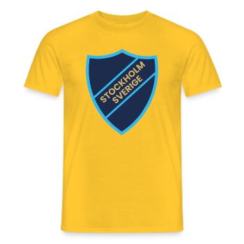 Stockholm Shield Graphic in Blue Tones - Men's T-Shirt - yellow - Front - AI Model Male 178 dark (178cm)