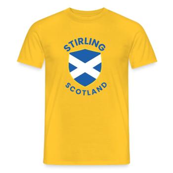 Stirling Scottish Shield Design - Men's T-Shirt - yellow - Front - AI Model Male 178 dark (178cm)