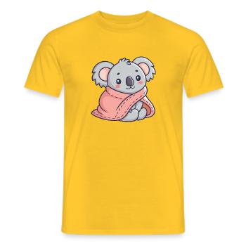 Koala cosy dans une écharpe rose - T-shirt homme - jaune - Devant - AI Model Male 178 dark (178cm)