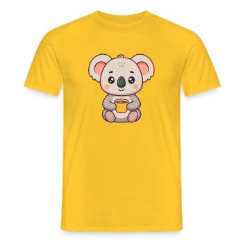 Koala Süße Kaffeetasse - Männer T-Shirt - Gelb - Vorne - AI Model Male 178 dark (178cm)
