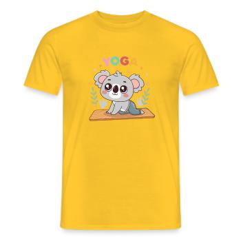 Pastel Koala Yoga on Mat - Men's T-Shirt - yellow - Front - AI Model Male 178 dark (178cm)