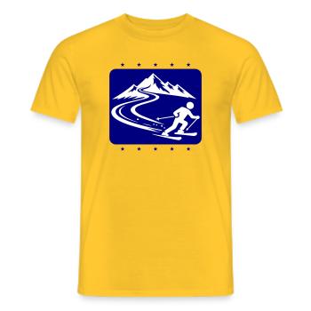 Ski Mountains - Men's T-Shirt - yellow - Front - AI Model Male 178 dark (178cm)