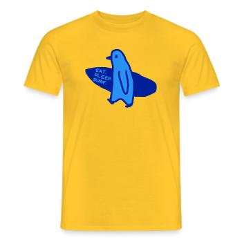 Surfer Surfergirl Pinguin Surfen  - Männer T-Shirt - Gelb - Vorne - AI Model Male 178 dark (178cm)
