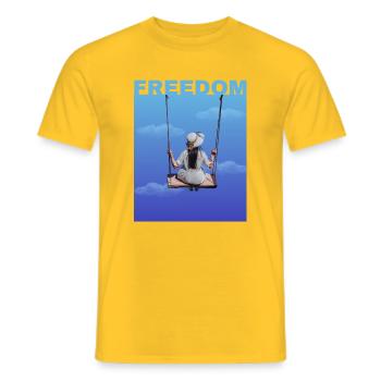 Freiheit - Männer T-Shirt - Gelb - Vorne - AI Model Male 178 dark (178cm)