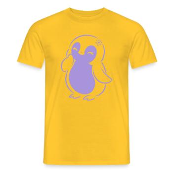 Cute Minimalist Penguin Silhouette Girl - Men's T-Shirt - yellow - Front - AI Model Male 178 dark (178cm)