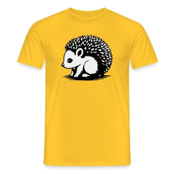 Monochrome Hedgehog Silhouette - Men's T-Shirt - yellow - Front - AI Model Male 178 dark (178cm)