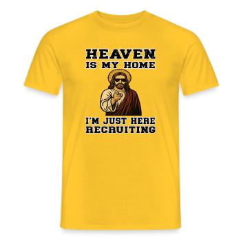 Recruiting Jesus - Heaven is my Home - Männer T-Shirt - Gelb - Vorne - AI Model Male 178 dark (178cm)