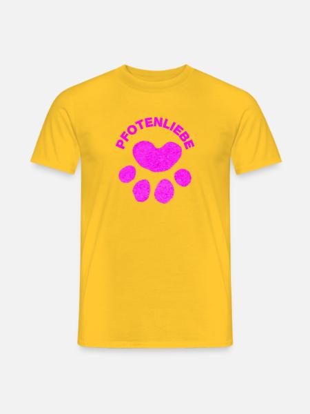 PFOTENLIEBE! TIERLIEBE PETLOVE HUNDELIEBE CATLOVER - Männer T-Shirt - Gelb