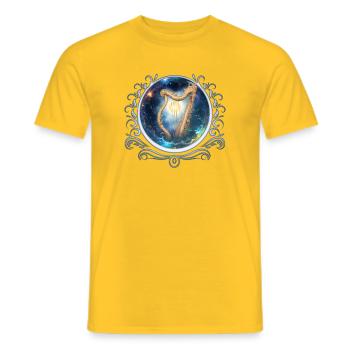 Sky Harp im Stellaren Strudel - Männer T-Shirt - Gelb - Vorne - AI Model Male 178 dark (178cm)