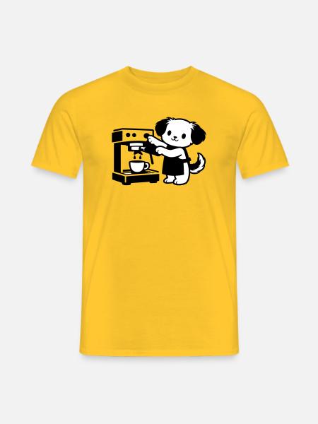 Barista-Hund supersüß - Männer T-Shirt - Gelb