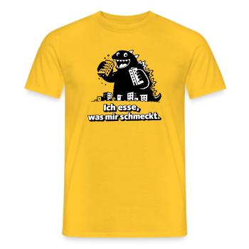 Le monstre mange ce qu’il aime - T-shirt homme - jaune - Devant - AI Model Male 178 dark (178cm)