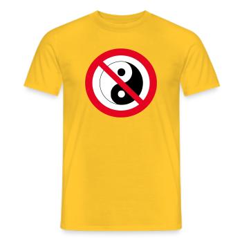 Forbidden Yin Yang: anti-balance symbol - Men's T-Shirt - yellow - Front - AI Model Male 178 dark (178cm)