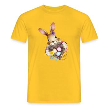 Cute Easter bunny with heart and Easter basket - Men's T-Shirt - yellow - Front - AI Model Male 178 dark (178cm)