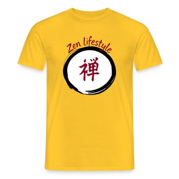 Lifestyle Zen Kanji Circular - Men's T-Shirt - yellow - Front - AI Model Male 178 dark (178cm)