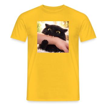 Morsure de chat espiègle – Drôle de « baisers avec Z » - T-shirt homme - jaune - Devant - AI Model Male 178 dark (178cm)