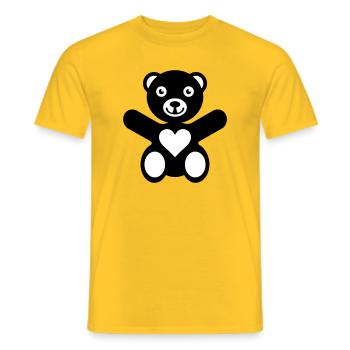 Bear Heart Love - Men's T-Shirt - yellow - Front - AI Model Male 178 dark (178cm)