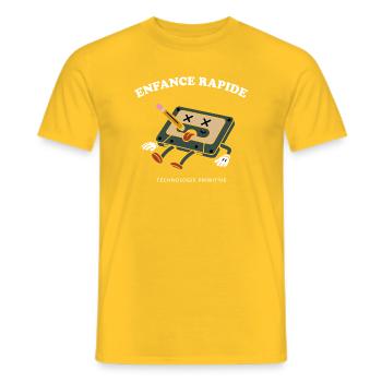 Enfance Rapide Cassette Audio Humour Retro - T-shirt homme - jaune - Devant - AI Model Male 178 dark (178cm)