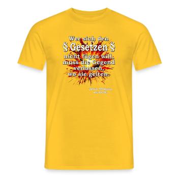 Ceux qui ne veulent pas se conformer aux lois - T-shirt homme - jaune - Devant - AI Model Male 178 dark (178cm)