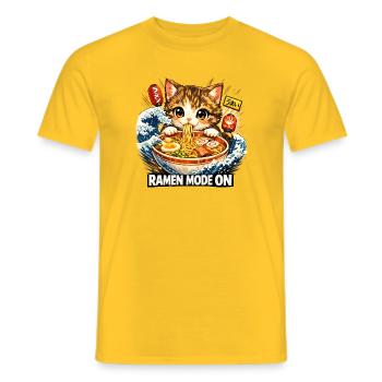 Ramen Nouilles, Amoureux des Chats, Kats Kawaii Rétro - T-shirt homme - jaune - Devant - AI Model Male 178 dark (178cm)