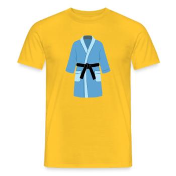 Martial Arts bathrobe (blue) - Men's T-Shirt - yellow - Front - AI Model Male 178 dark (178cm)
