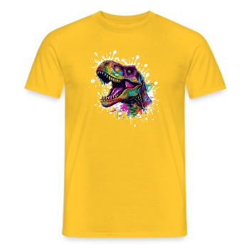 Colorful Dino Splatter - Men's T-Shirt - yellow - Front - AI Model Male 178 dark (178cm)