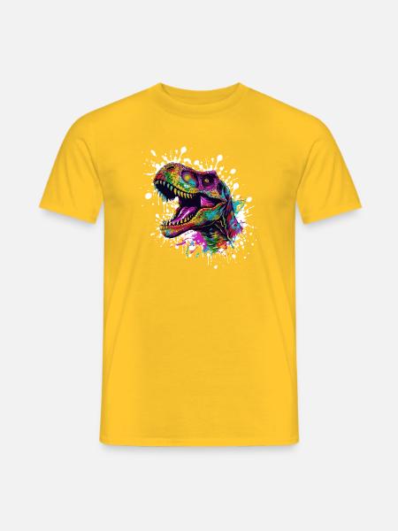 Bunter Dino-Splatter - Männer T-Shirt - Gelb