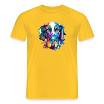 German Shorthaired Pointer GSP Colourful Dog Art - Men's T-Shirt - yellow - Front - AI Model Male 178 dark (178cm)