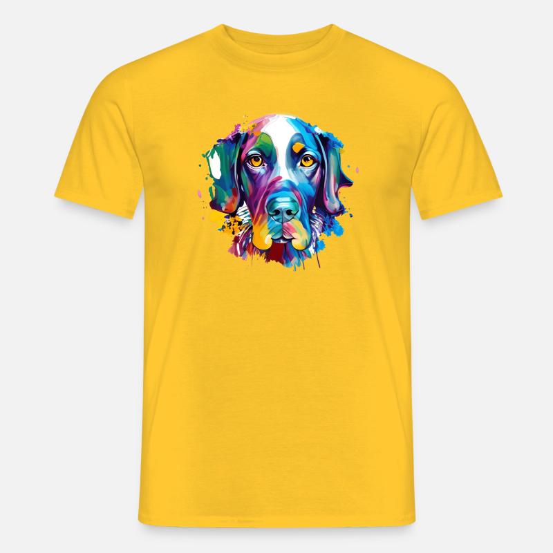 Deutscher Kurzhaar-Pointer GSP Farbenfrohe Hundekunst - Männer T-Shirt - Gelb
