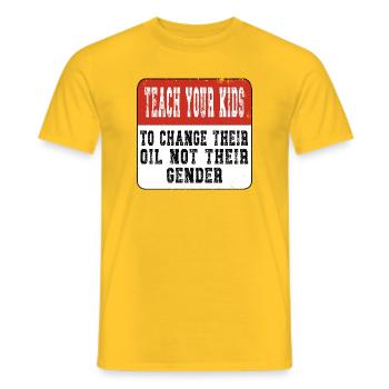 Teach your Kids - Anti Gender  - Männer T-Shirt - Gelb - Vorne - AI Model Male 178 dark (178cm)