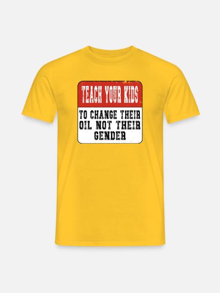 Teach your Kids - Anti Gender  - T-shirt herr - gul