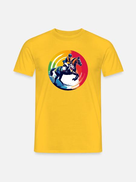 Regenbogen Springpferd Pferd Springreiten Motiv - Männer T-Shirt - Gelb