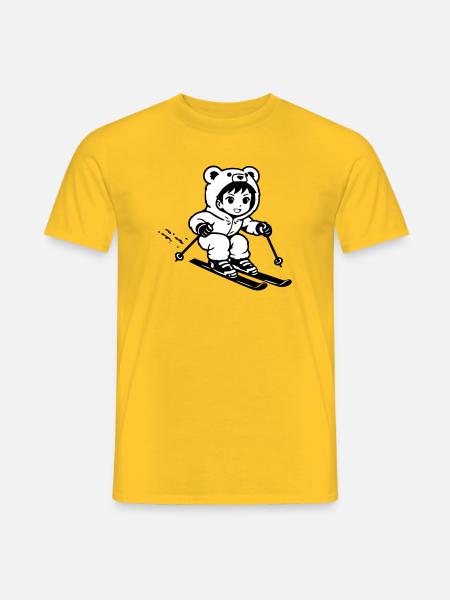Ski Bears in Anime Style - Men's T-Shirt - yellow