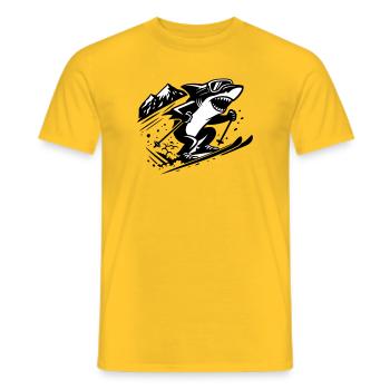 Ski Shark - T-shirt homme - jaune - Devant - AI Model Male 178 dark (178cm)