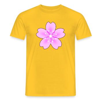 Pink flower with neon rays - Men's T-Shirt - yellow - Front - AI Model Male 178 dark (178cm)