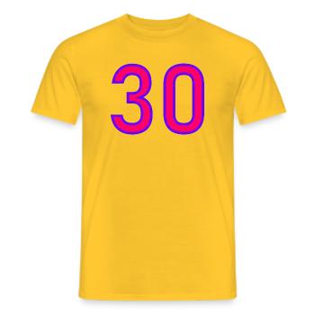 30. 30 ANS. 30e ANNIVERSAIRE. ANNIVERSAIRE 30 ANS. - T-shirt homme - jaune - Devant - AI Model Male 178 dark (178cm)