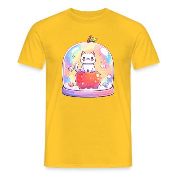 Pastel cat shine in a glass - Men's T-Shirt - yellow - Front - AI Model Male 178 dark (178cm)