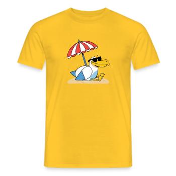 Sunny Beach Seagull with Umbrella - Men's T-Shirt - yellow - Front - AI Model Male 178 dark (178cm)