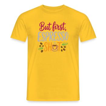 Mais le premier shot d’espresso - T-shirt homme - jaune - Devant - AI Model Male 178 dark (178cm)