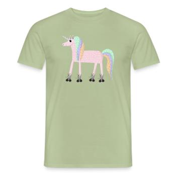 Unicorn_rollerSKate - Männer T-Shirt - Sage - Vorne - AI Model Male 178 light (178cm)