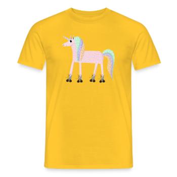 Unicorn_rollerSKate - T-shirt homme - jaune - Devant - AI Model Male 178 dark (178cm)