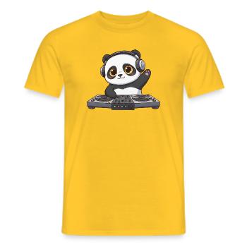Panda DJ Tanzen Techno Musik Auflegen Party - Männer T-Shirt - Gelb - Vorne - AI Model Male 178 dark (178cm)