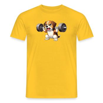 Beagle Workout Bodybuilding Barbell Training Motiv - Männer T-Shirt - Gelb - Vorne - AI Model Male 178 dark (178cm)