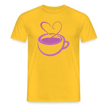Purple Heart Coffee Mug - Men's T-Shirt - yellow - Front - AI Model Male 178 dark (178cm)