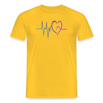 Gradient ECG Heart - Men's T-Shirt - yellow - Front - AI Model Male 178 dark (178cm)
