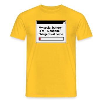 My Social Battery is at 1% - Men's T-Shirt - yellow - Front - AI Model Male 178 dark (178cm)