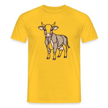 Geometrisk ko Low Poly Modern - Mænd T-shirt - gul - Foran - AI Model Male 178 dark (178cm)
