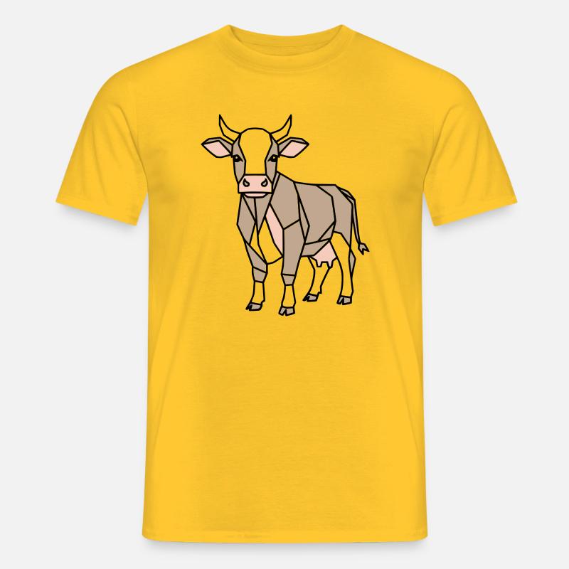 Geometrische Kuh Low Poly Modern - Männer T-Shirt - Gelb