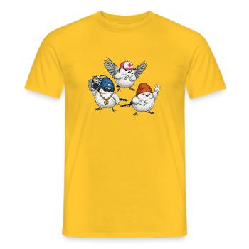 Ambiance de rue Bird Crew - T-shirt homme - jaune - Devant - AI Model Male 178 dark (178cm)