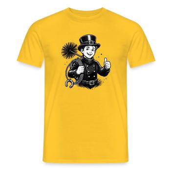 Dessin animé joyeux du ramoneur de cheminée - T-shirt homme - jaune - Devant - AI Model Male 178 dark (178cm)